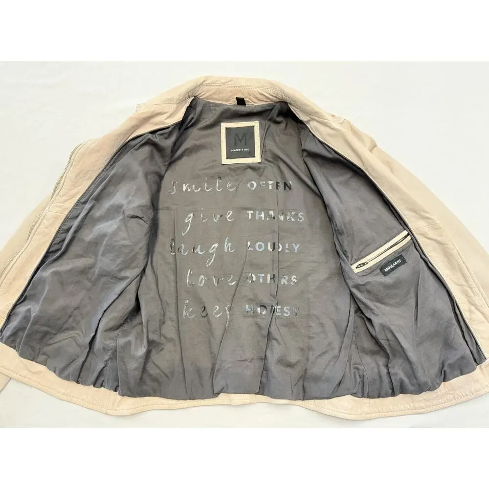 Mauritius Women's Sofia Lamb Leather Pale Pink Full Zip Jacket Women’s Size 8